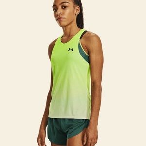 Under Armour RUSH Run Singlet - Women’s XL - Lime Surge/Halo Grey - NWT